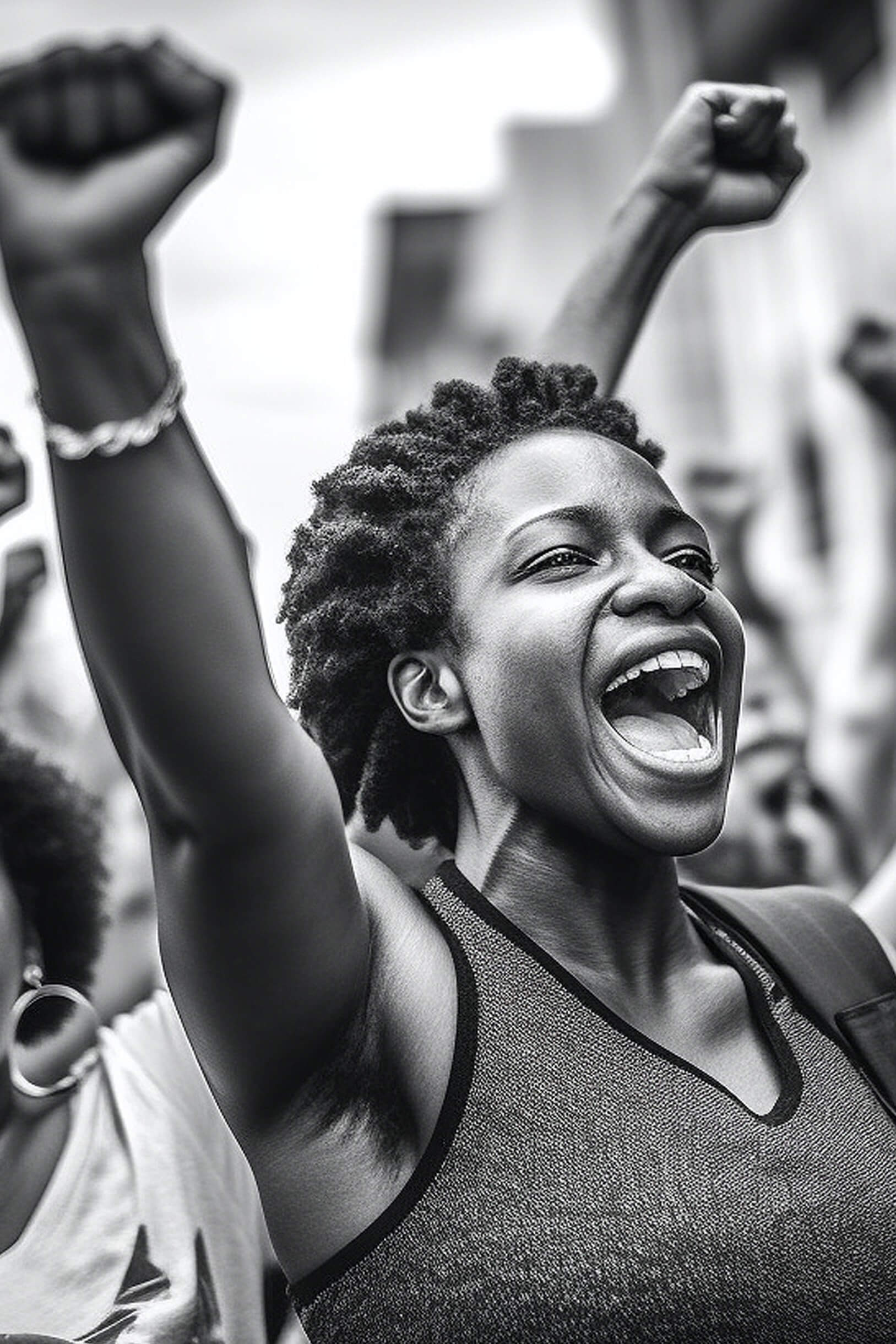 Black lives matter activist movement protesting against racism and fighting for equality Demonstrators from different cultures and race protest on street for justice and equal rights equality