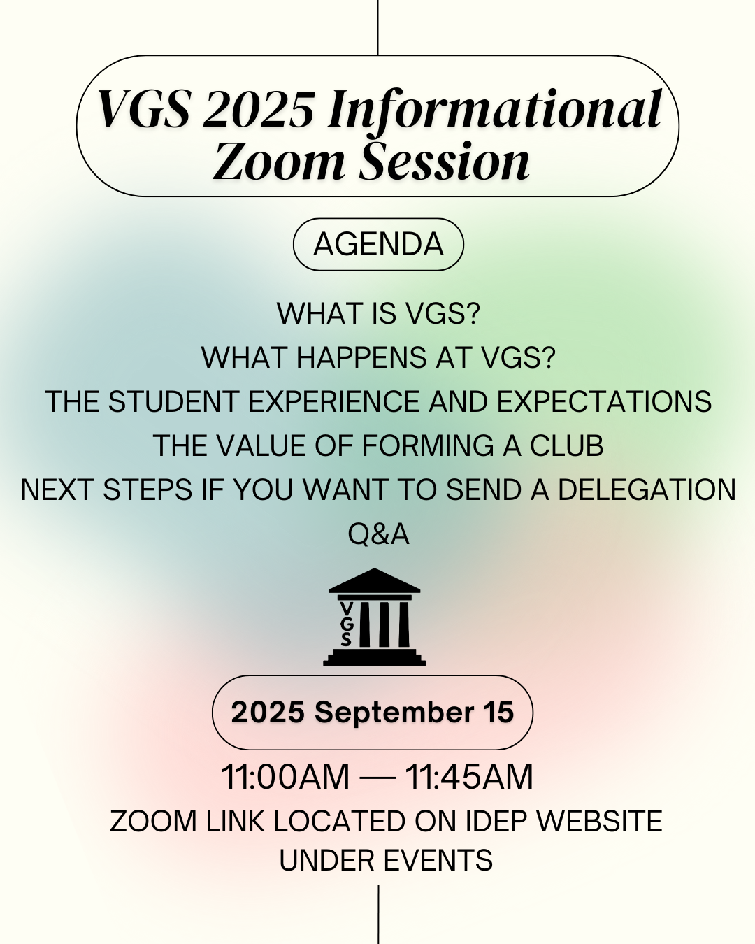 VGS 2025 Info Zoom Session flyer
